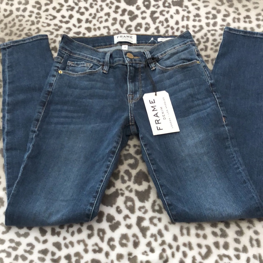 Frame Denim Le Skinny de Jeanne in Fillmore Blue Wash Size 24 - Picture 5 of 17